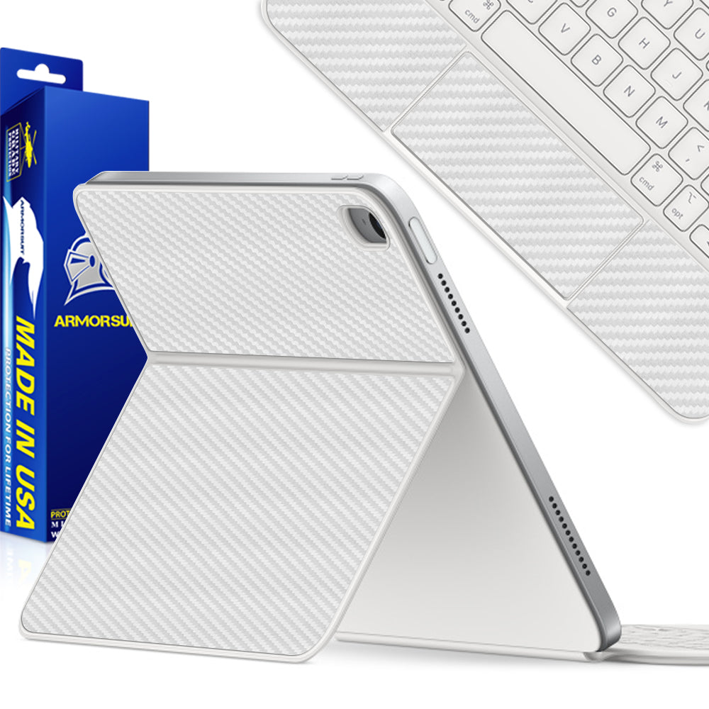 Armorsuit MilitaryShield White Carbon Fiber Skin Wrap Film for Magic Keyboard Folio for iPad (10th Generation) - Anti-Bubble Film