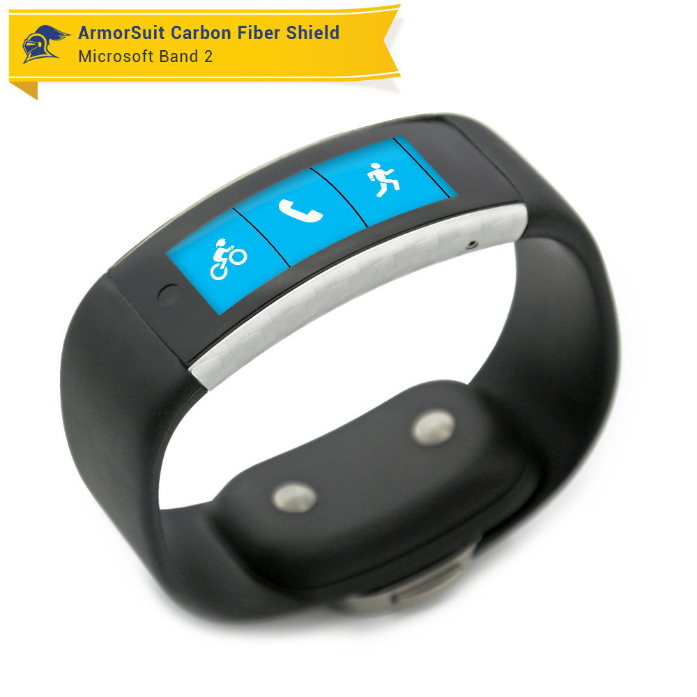 Microsoft Band 2 Screen Protector + White Carbon Fiber Skin