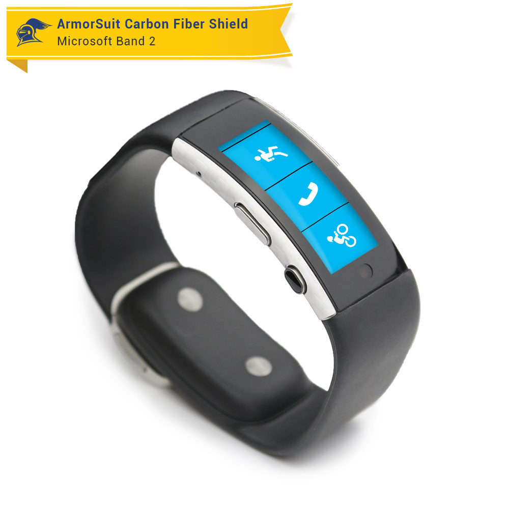 Microsoft Band 2 Screen Protector + White Carbon Fiber Skin