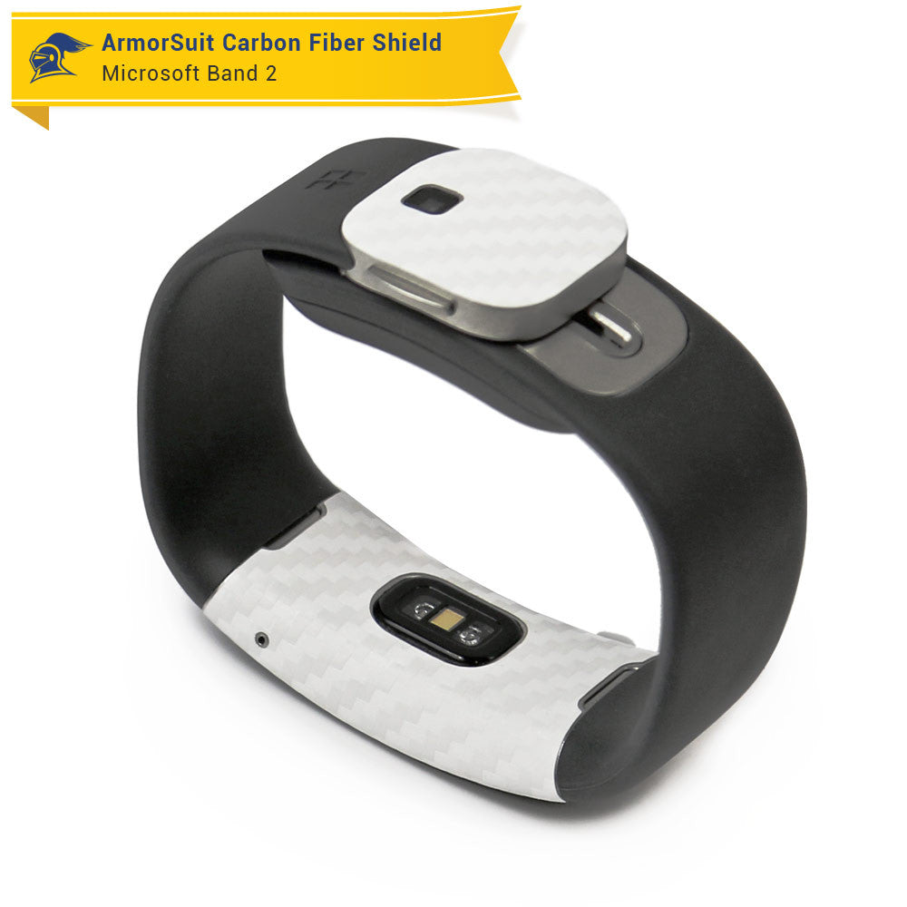 Microsoft Band 2 Screen Protector + White Carbon Fiber Skin