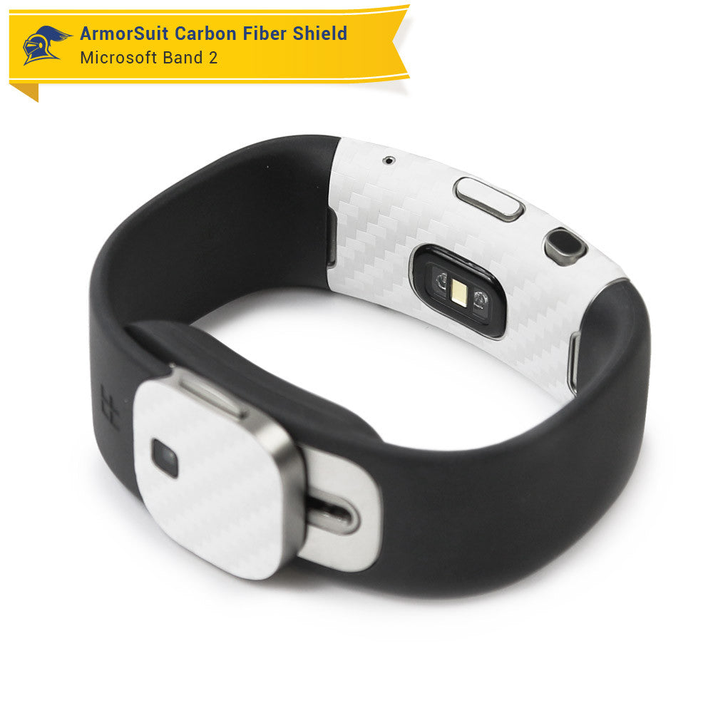 Microsoft Band 2 Screen Protector + White Carbon Fiber Skin