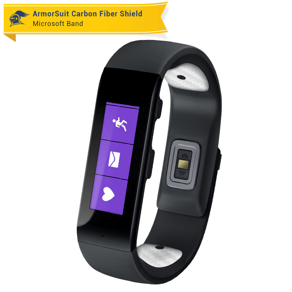 Microsoft Band Medium (4M5-00002) Battery Covers ONLY White Carbon Fiber Skin
