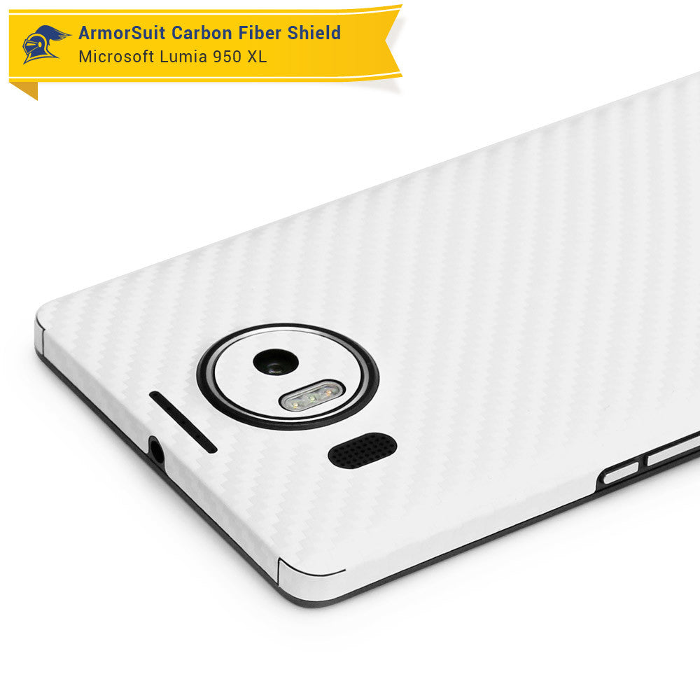 Microsoft Lumia 950 XL Screen Protector + White Carbon Fiber Skin