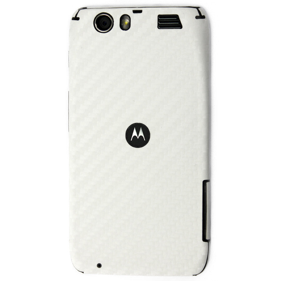 Motorola Atrix HD Screen Protector + White Carbon Fiber Skin Protector