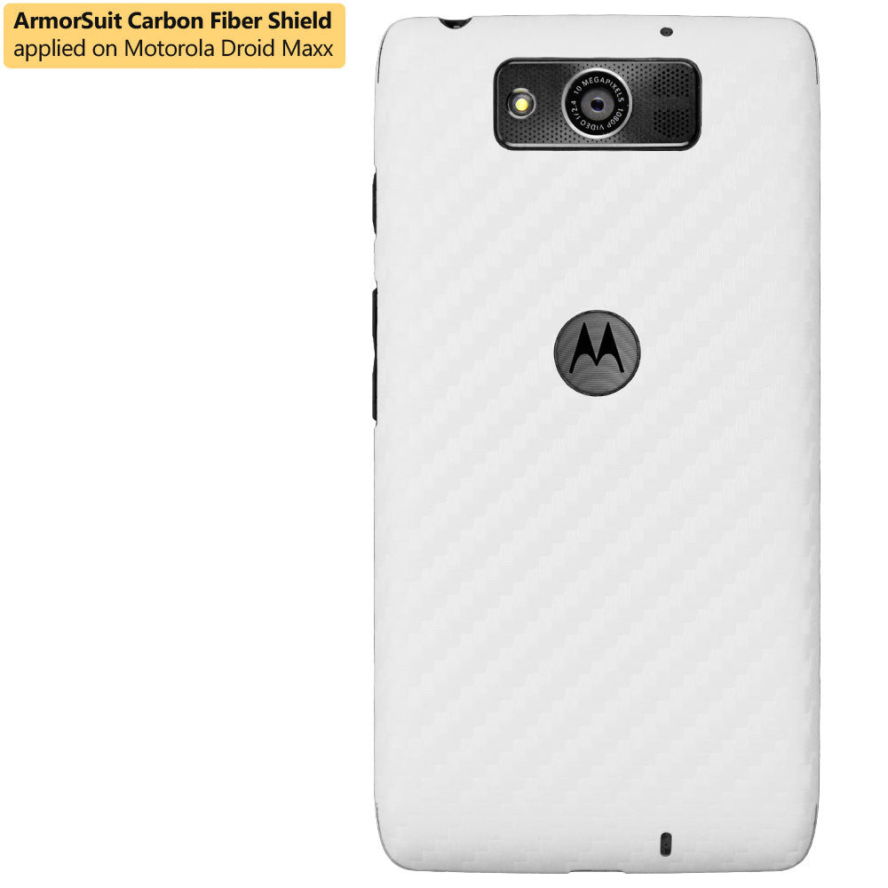 Motorola Droid Maxx Screen Protector + White Carbon Fiber Film Protector