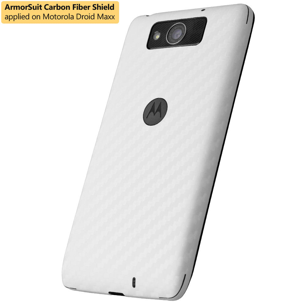 Motorola Droid Maxx Screen Protector + White Carbon Fiber Film Protector