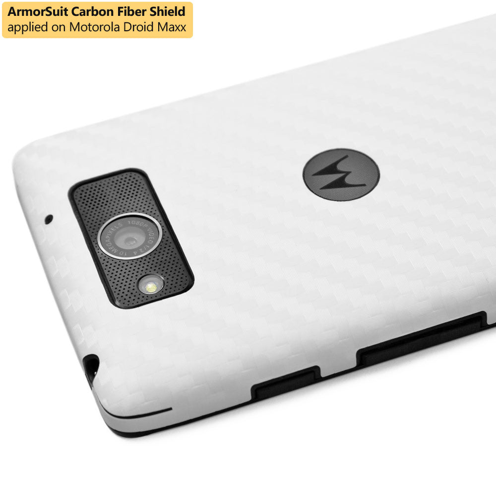 Motorola Droid Maxx Screen Protector + White Carbon Fiber Film Protector