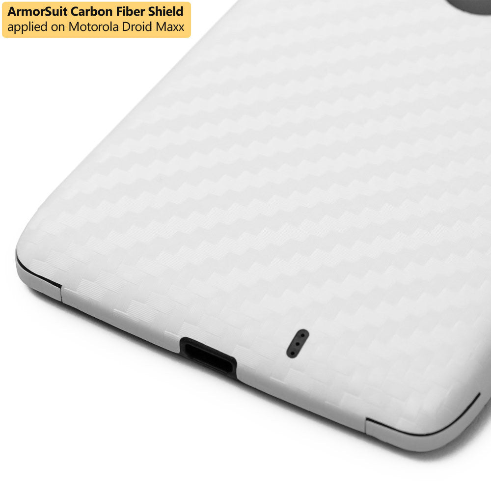 Motorola Droid Maxx Screen Protector + White Carbon Fiber Film Protector