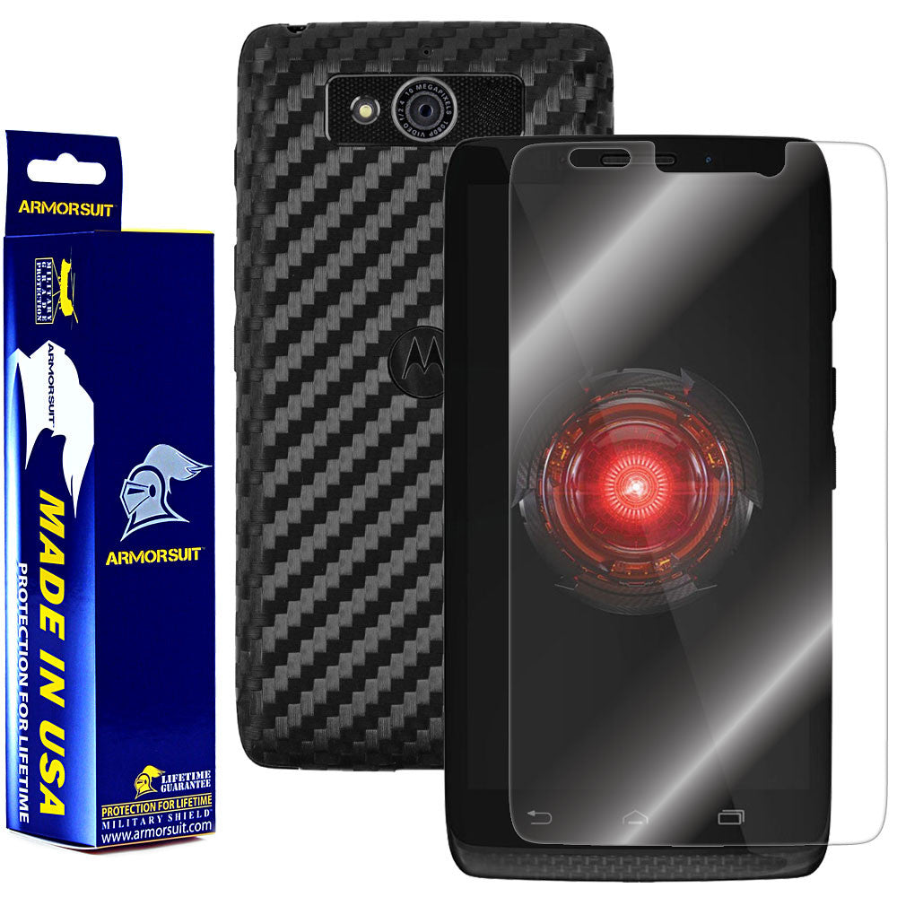 Motorola Droid Mini Screen Protector + Black Carbon Fiber Film Protector