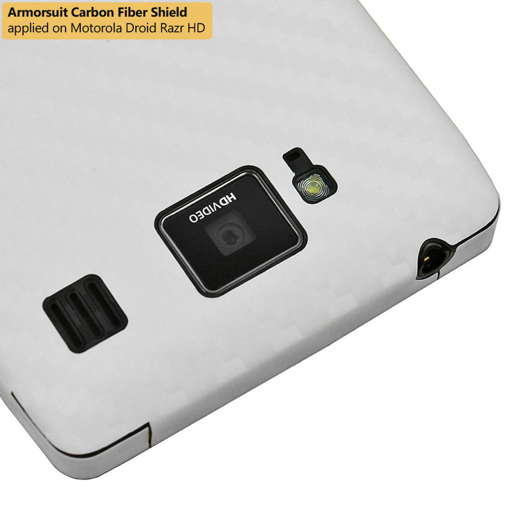 Motorola Droid Razr HD Screen Protector + White Carbon Fiber Film Protector