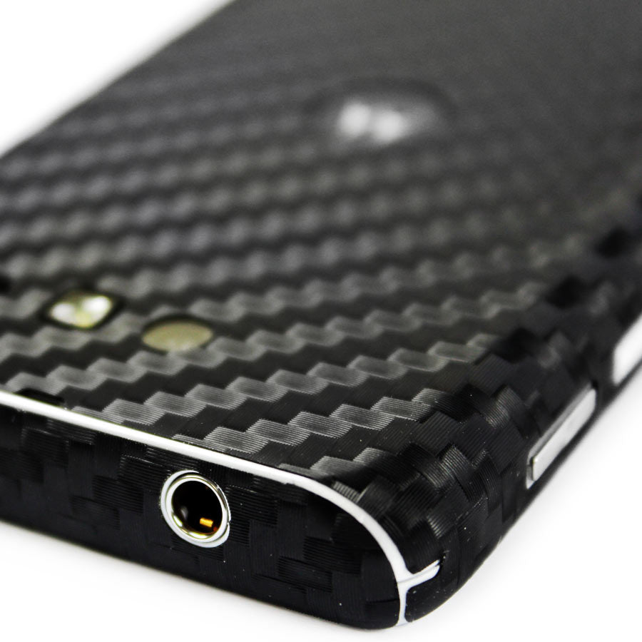 Motorola Luge / Motorola Droid RAZR M Screen Protector + Black Carbon Fiber Skin Protector