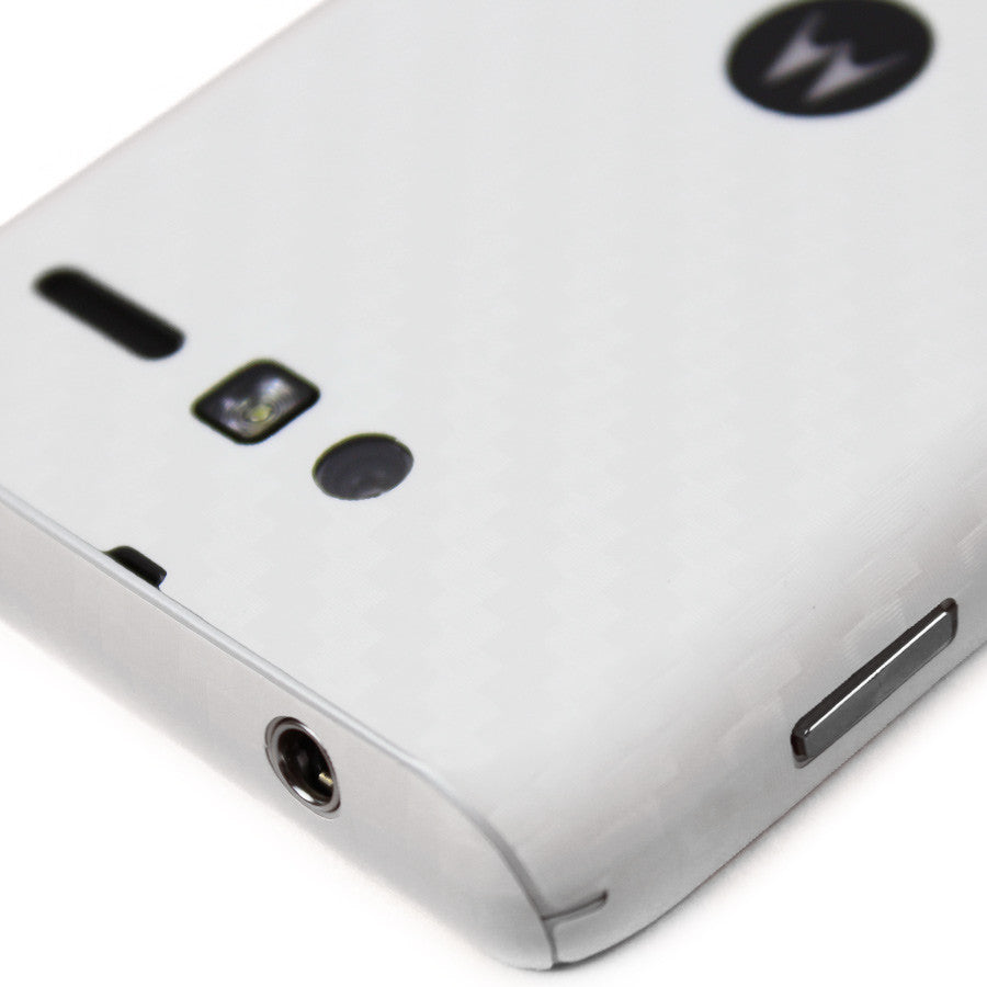Motorola Luge / Motorola Droid RAZR M Screen Protector + White Carbon Fiber Skin Protector