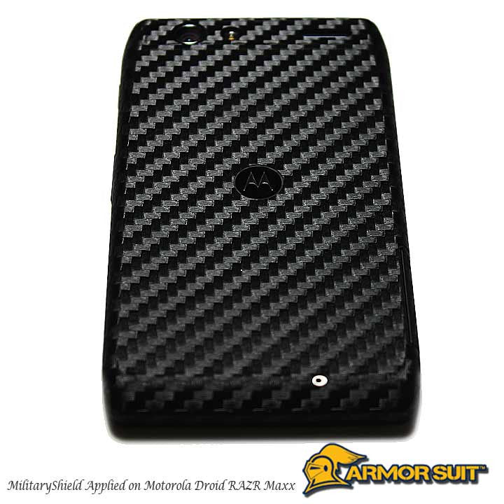 Motorola Droid Razr Maxx Screen Protector + Black Carbon Fiber Skin Protector
