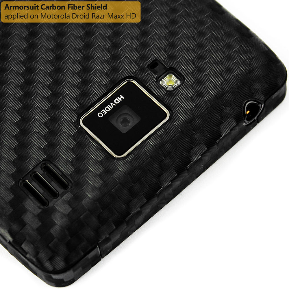Motorola Droid Razr Maxx HD Screen Protector + Black Carbon Fiber Film Protector