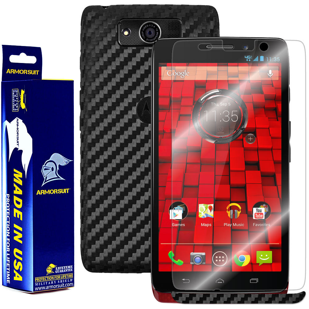 Motorola Droid Ultra Screen Protector + Black Carbon Fiber Film Protector