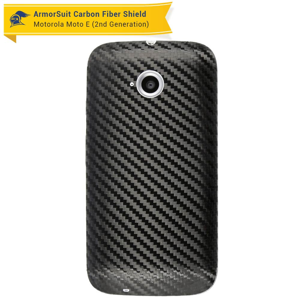 Motorola Moto E (2nd Gen, 2015) Screen Protector + Black Carbon Fiber Skin