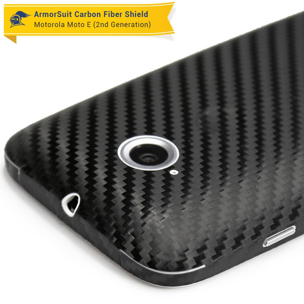 Motorola Moto E (2nd Gen, 2015) Screen Protector + Black Carbon Fiber Skin