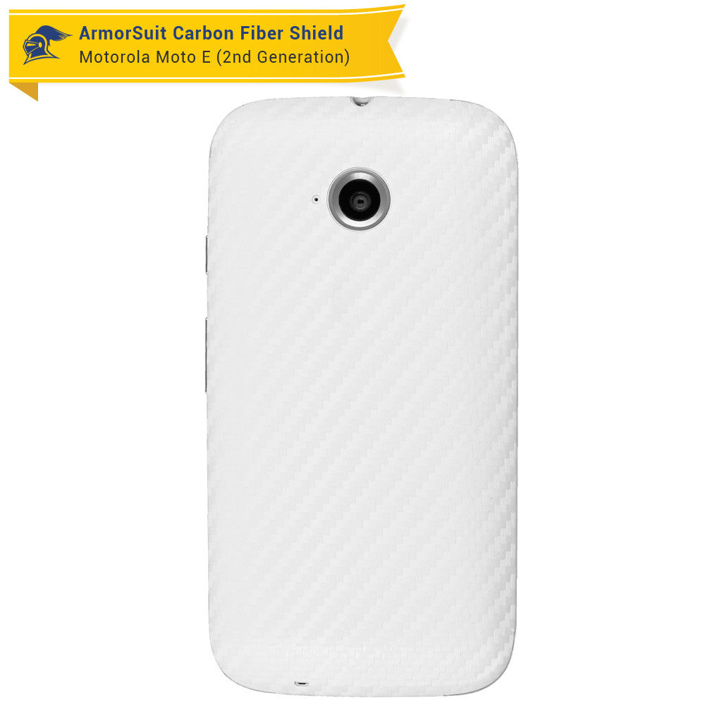 Motorola Moto E (2nd Gen, 2015) Screen Protector + White Carbon Fiber Skin