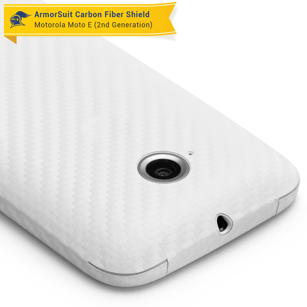 Motorola Moto E (2nd Gen, 2015) Screen Protector + White Carbon Fiber Skin