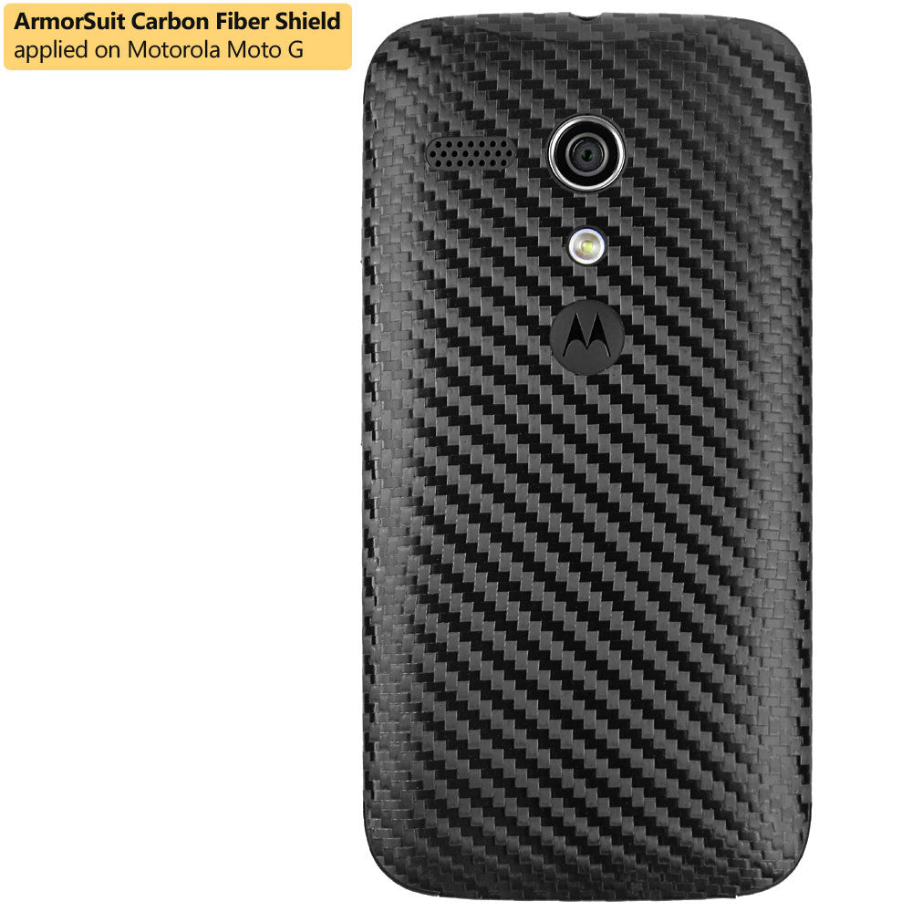 Motorola Moto G (1st Generation) Screen Protector + Black Carbon Fiber Film Protector