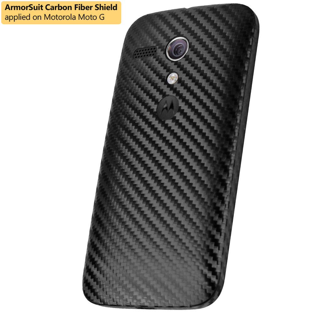 Motorola Moto G (1st Generation) Screen Protector + Black Carbon Fiber Film Protector