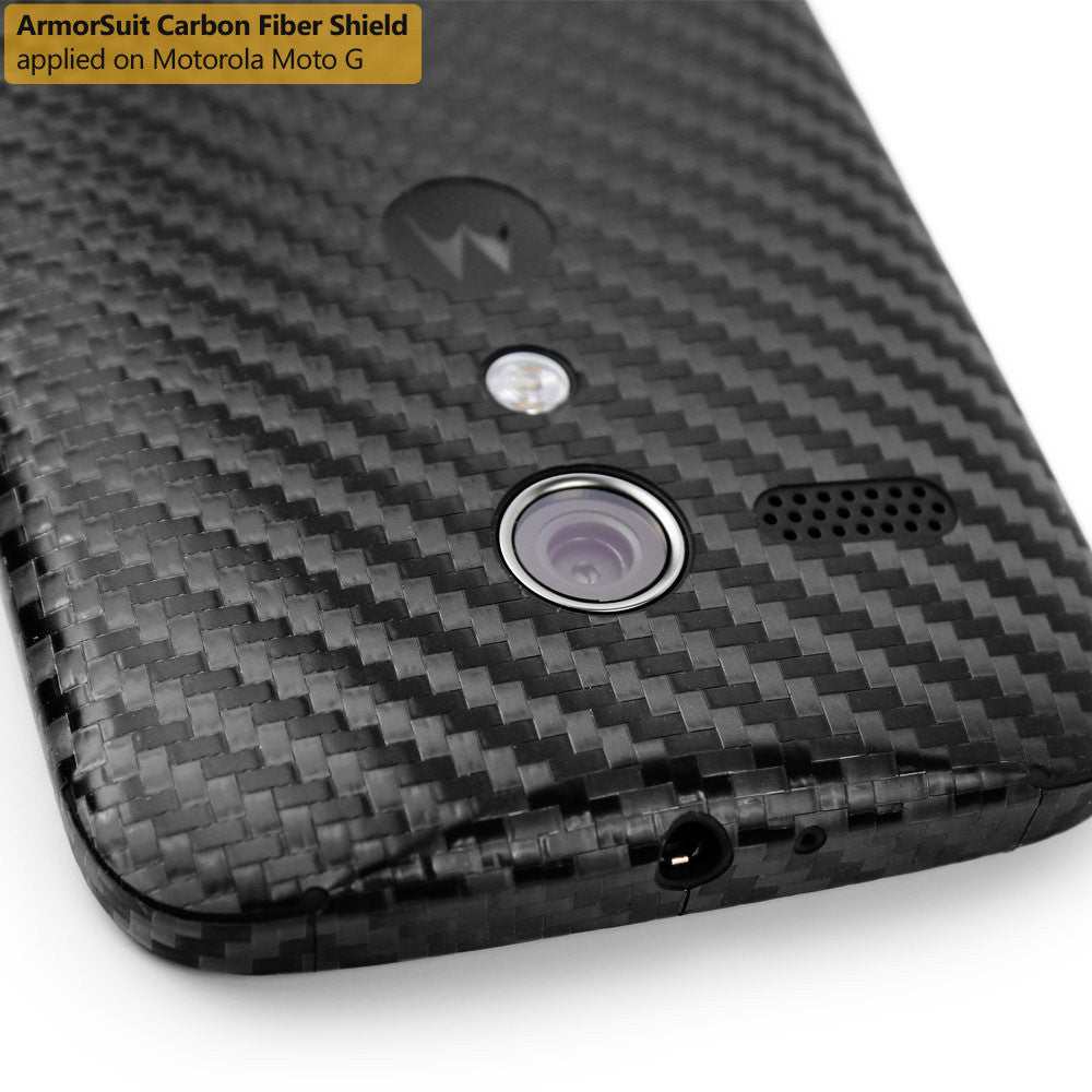 Motorola Moto G (1st Generation) Screen Protector + Black Carbon Fiber Film Protector