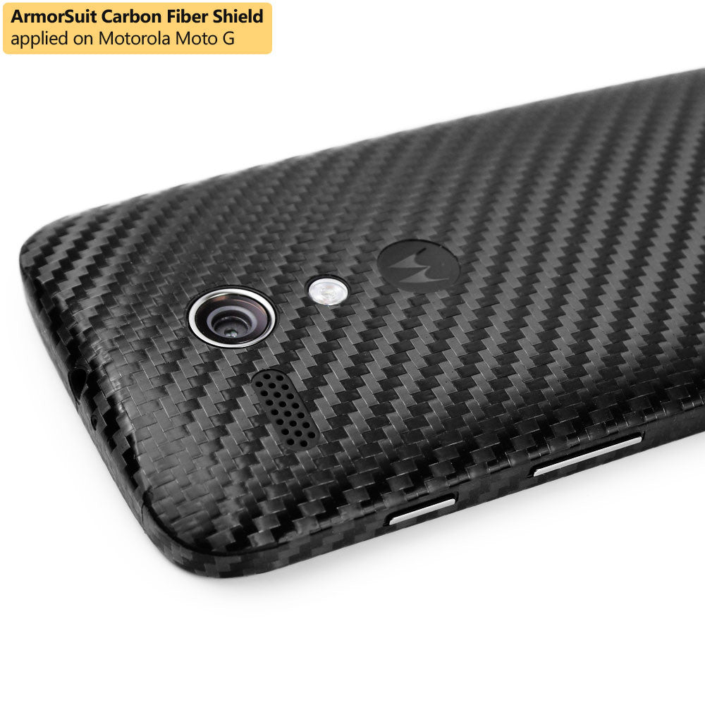 Motorola Moto G (1st Generation) Screen Protector + Black Carbon Fiber Film Protector