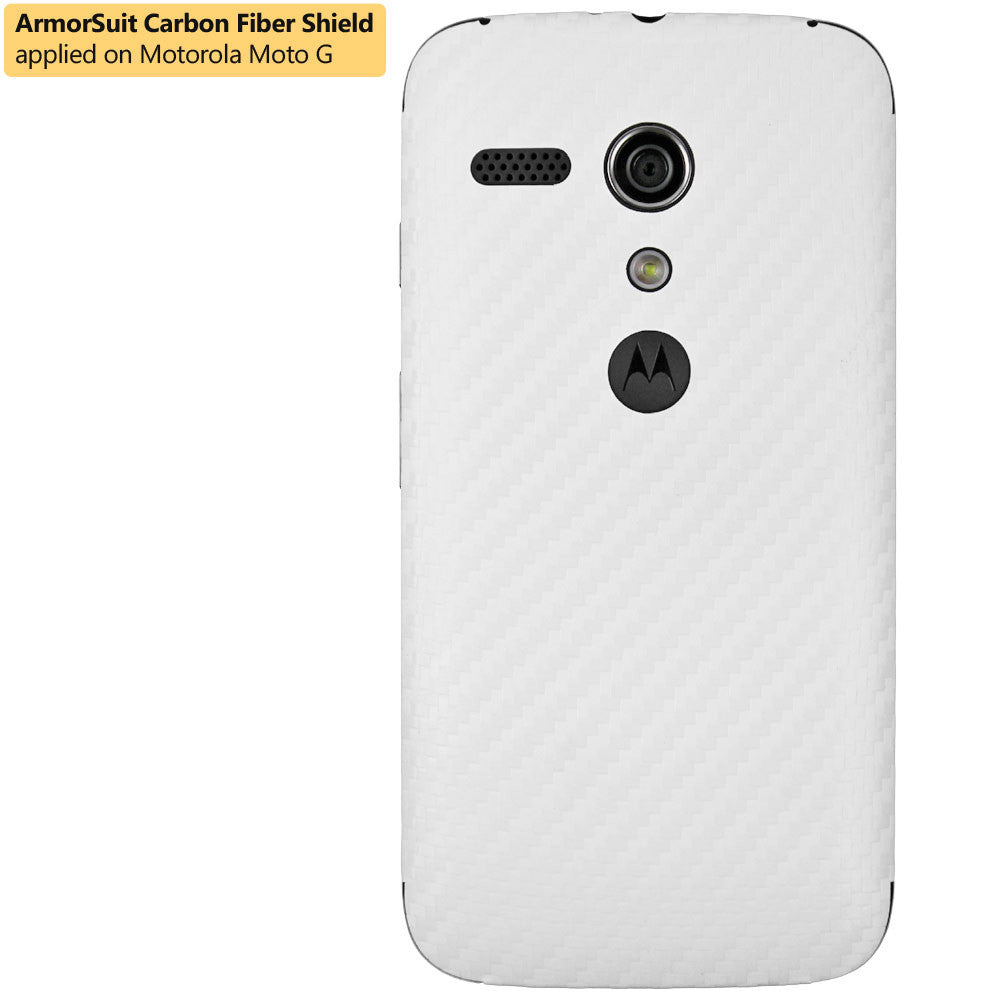 Motorola Moto G (1st Generation) Screen Protector + White Carbon Fiber Film Protector