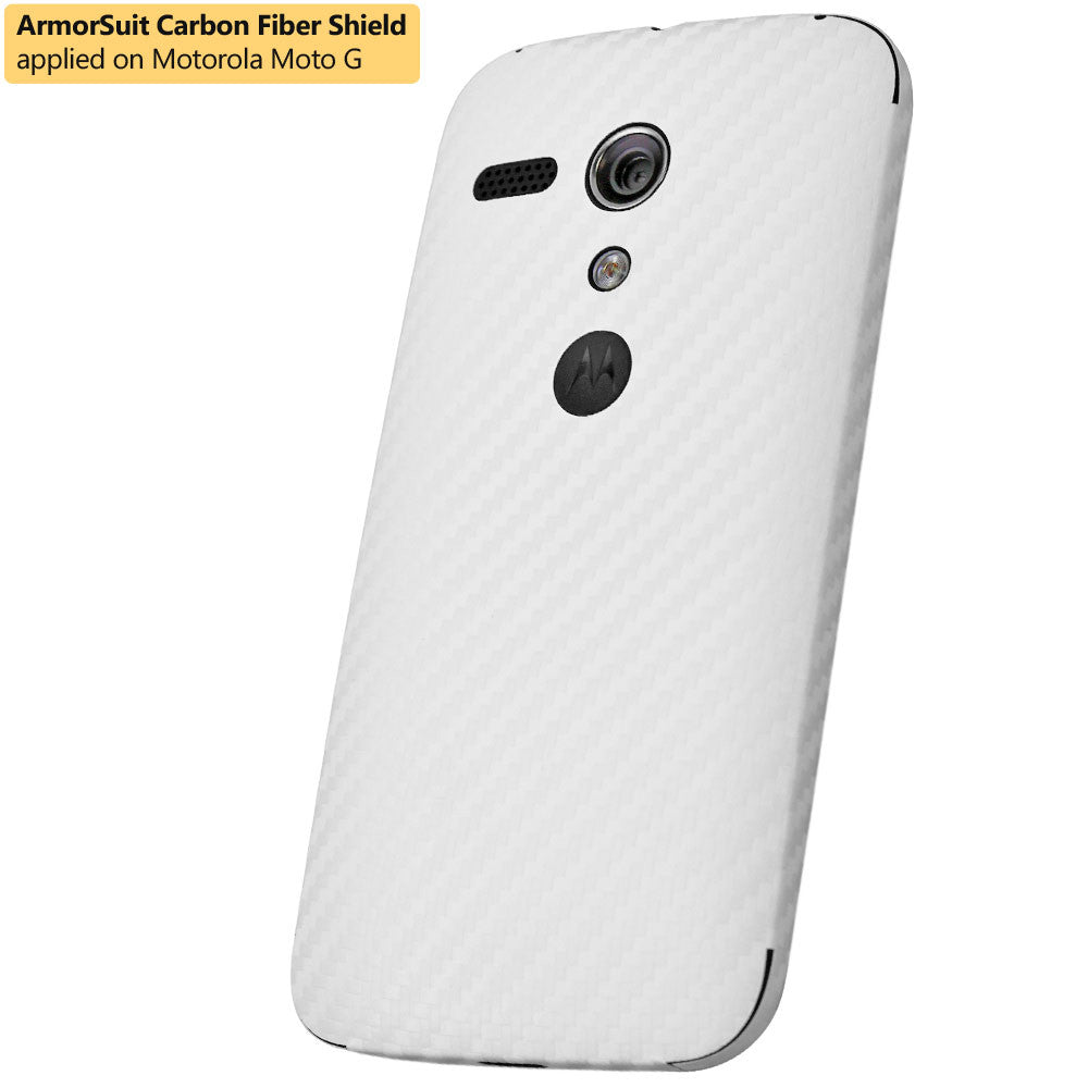 Motorola Moto G (1st Generation) Screen Protector + White Carbon Fiber Film Protector