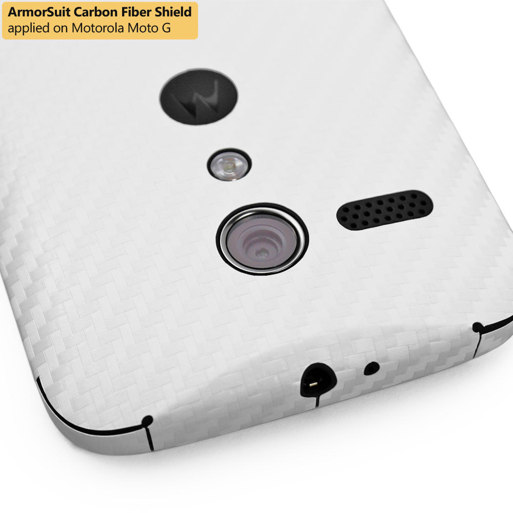 Motorola Moto G (1st Generation) Screen Protector + White Carbon Fiber Film Protector