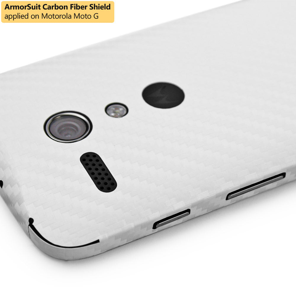 Motorola Moto G (1st Generation) Screen Protector + White Carbon Fiber Film Protector