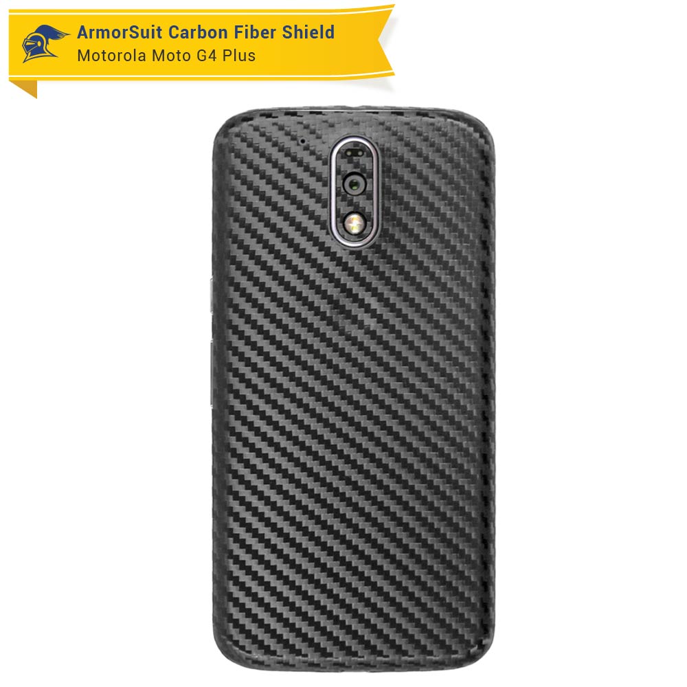 Motorola Moto G4 Plus Screen Protector + Black Carbon Fiber Skin