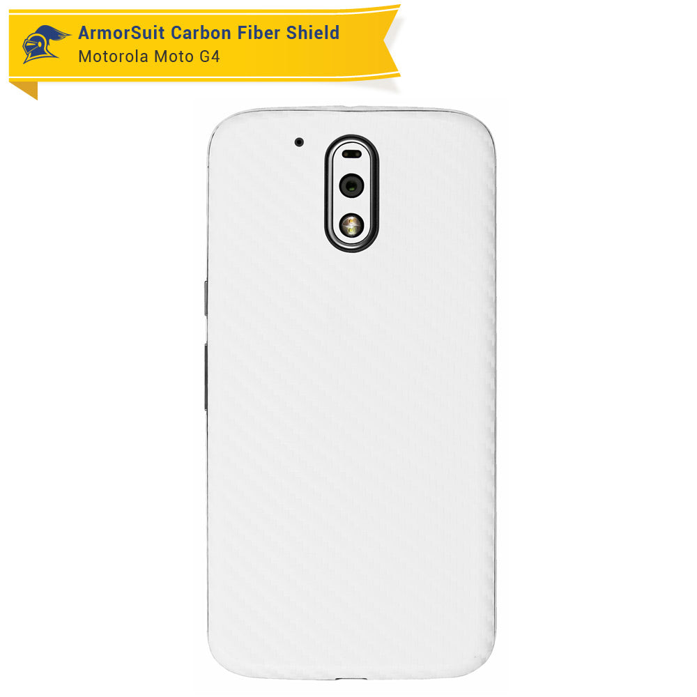 Motorola Moto G4 (4th Gen) Screen Protector + White Carbon Fiber Skin