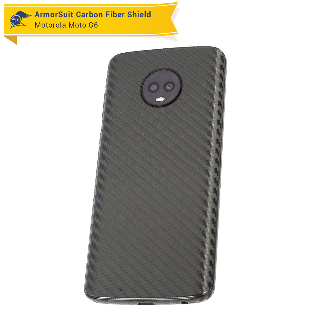 Motorola Moto G6 Screen Protector + Black Carbon Fiber Skin Protector