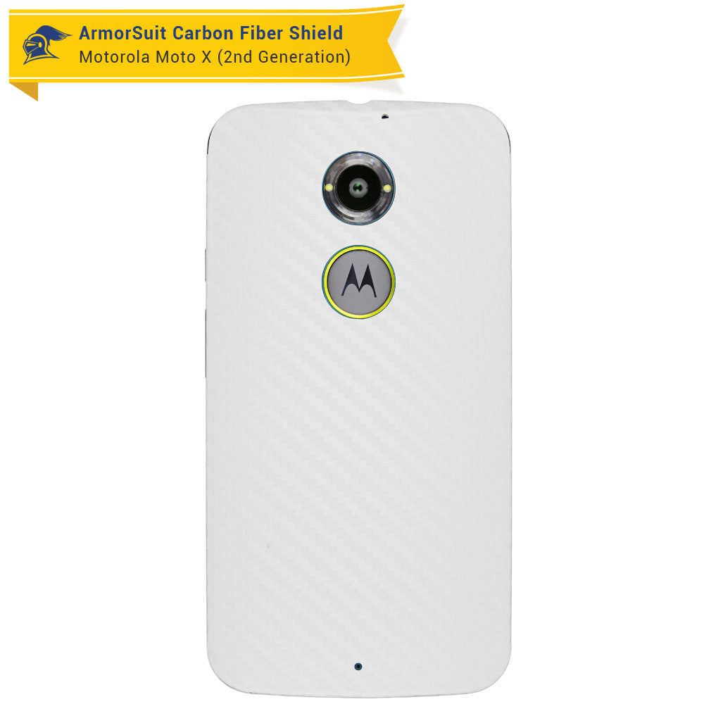 Motorola Moto X (2nd Generation 2014) Screen Protector + White Carbon Fiber Skin