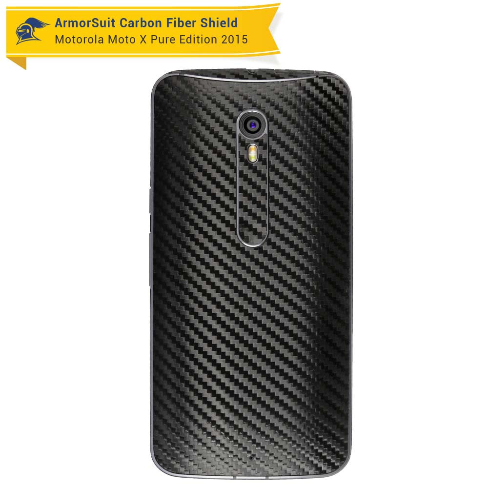 Motorola Moto X Pure Edition Screen Protector + Black Carbon Fiber Skin