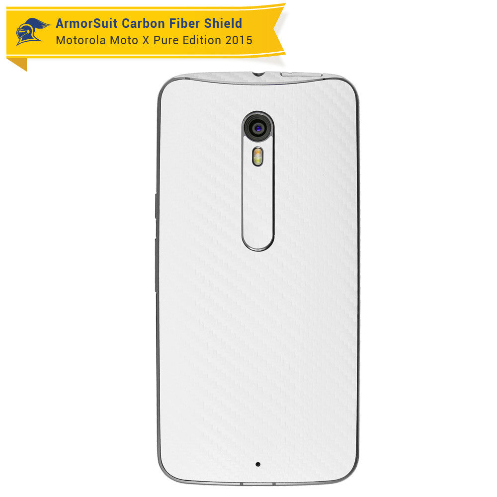 Motorola Moto X Pure Edition Screen Protector + White Carbon Fiber Skin