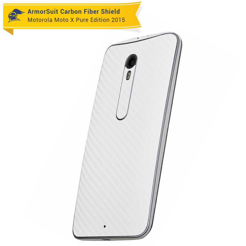 Motorola Moto X Pure Edition Screen Protector + White Carbon Fiber Skin