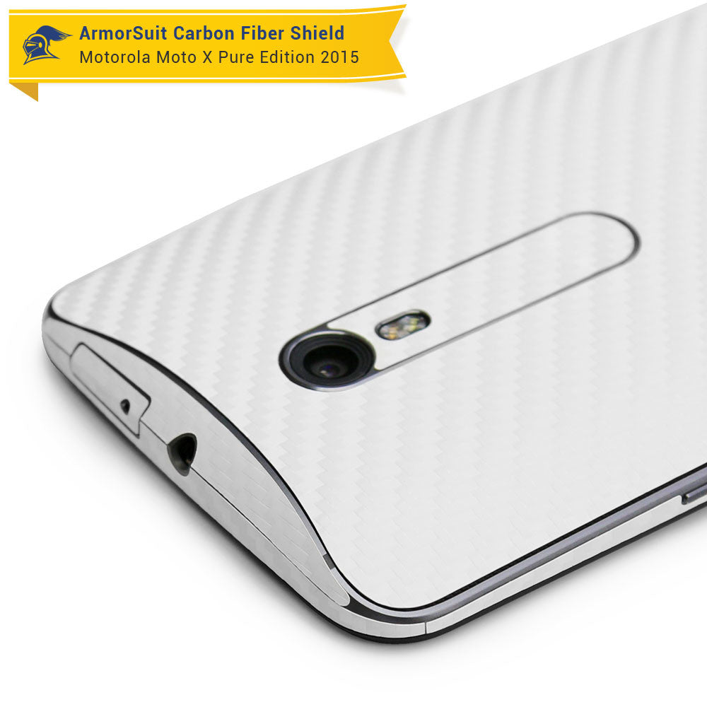 Motorola Moto X Pure Edition Screen Protector + White Carbon Fiber Skin