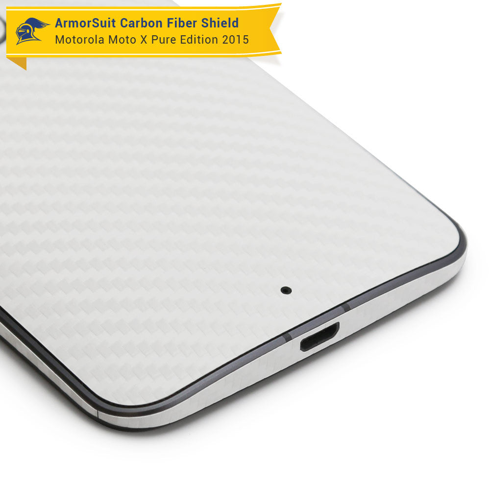 Motorola Moto X Pure Edition Screen Protector + White Carbon Fiber Skin