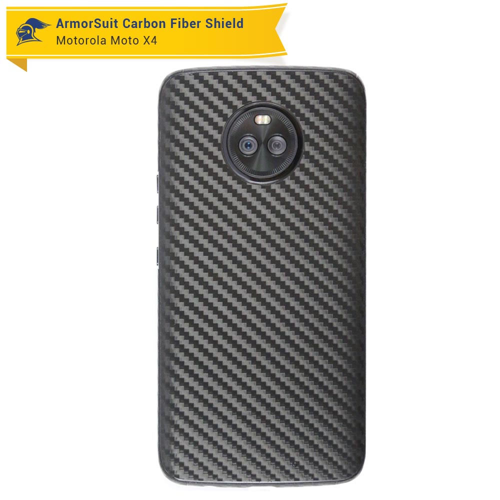 Motorola Moto X4 Screen Protector + Black Carbon Fiber Skin