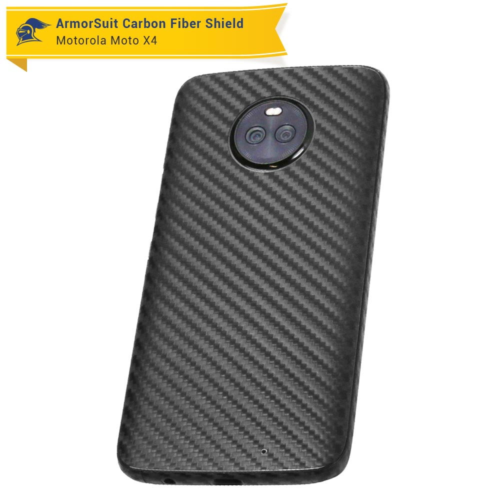 Motorola Moto X4 Screen Protector + Black Carbon Fiber Skin