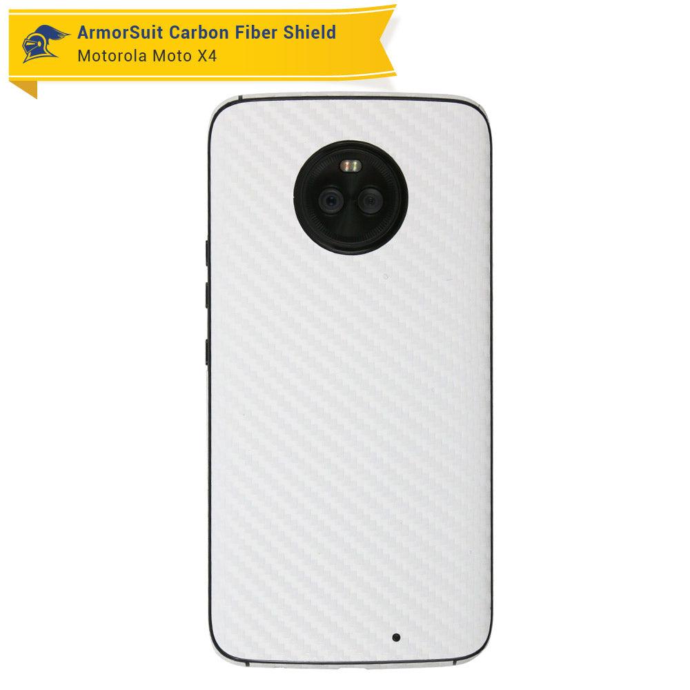 Motorola Moto X4 Screen Protector + White Carbon Fiber Skin