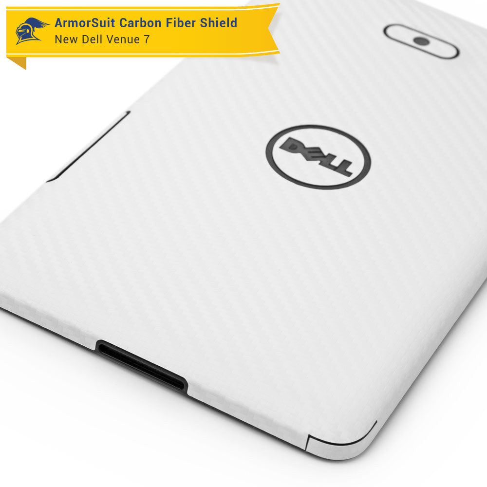 New Dell Venue 7 (2014) Screen Protector + White Carbon Fiber Skin Protector