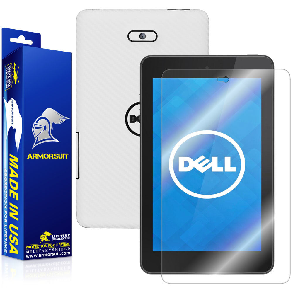 New Dell Venue 7 (2014) Screen Protector + White Carbon Fiber Skin Protector
