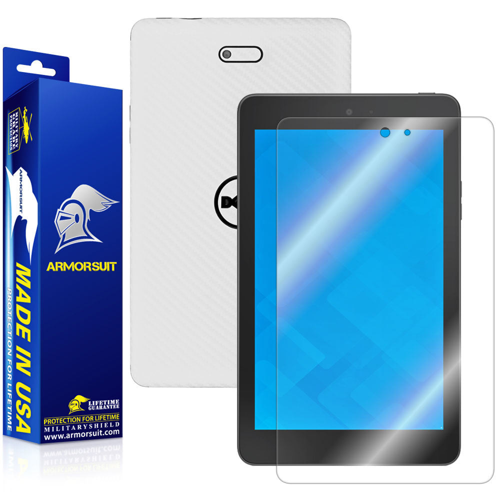 New Dell Venue 8 (2014) Screen Protector + White Carbon Fiber Skin Protector