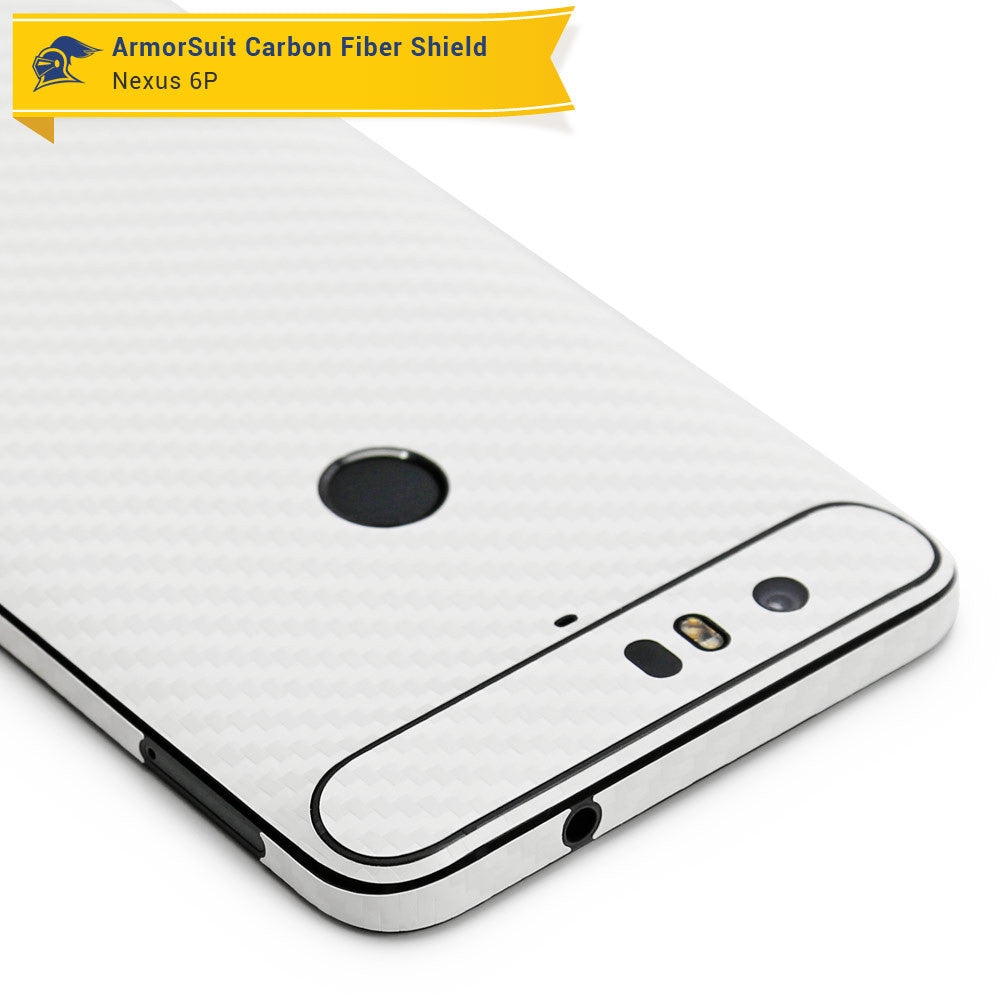 Huawei Nexus 6P Screen Protector + White Carbon Fiber Skin Protector