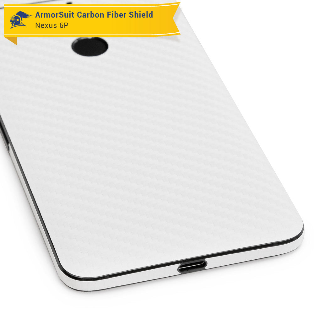 Huawei Nexus 6P Screen Protector + White Carbon Fiber Skin Protector
