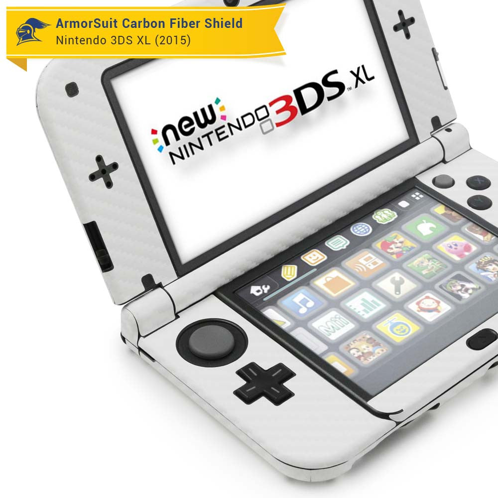 New Nintendo 3DS XL (2015) Screen Protector + White Carbon Fiber Skin