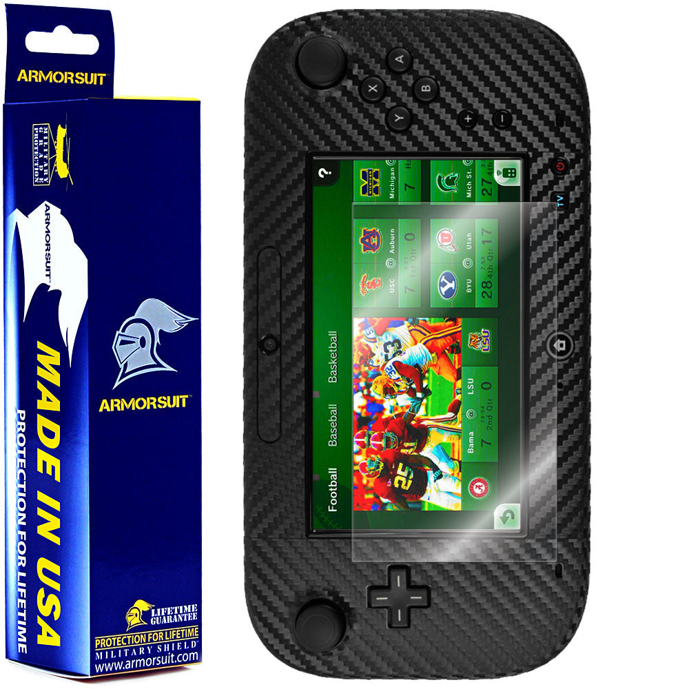 Nintendo Wii U GamePad Screen Protector + Black Carbon Fiber Film Protector